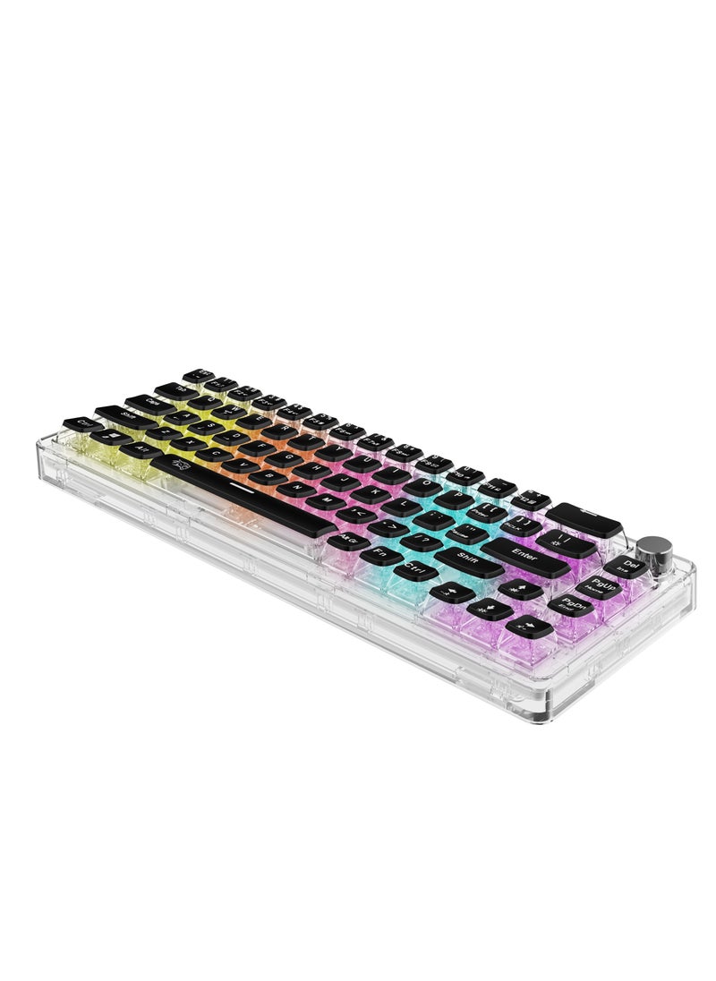 porodo Transparent Mechanical Keyboard with Pudding Keycaps and RGB Lights / Gaming - Transparent with Black Keys  - Image 1
