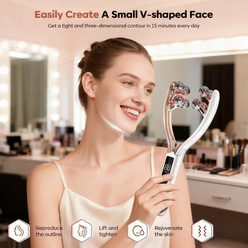 Tenmokus Facial Massager for Women | Shaper & Slimmer for Face and Neck | Korean Skin Care Device | Lymphatic Drainage Roller - Image 3