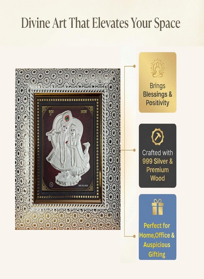 ARTSMINE – 999 Pure Silver Radha Krishna Frame – Pure Silver Sheet with Purity Certificate & Resale Value | Pooja Room, Home & Office Décor | Wedding, Corporate & Housewarming Gift | Handcrafted Table Top & Wall Mount – 1 Unit (20 × 22 CM) - Image 1