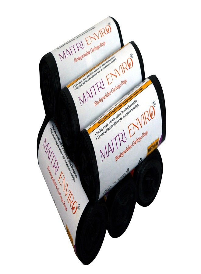 Maitri Enviro Garbage Bags/Dustbin Bag/Trash Bag - Roll Size 19 X 21 Inches (Medium) 30 Bags (Pack of-9) Black Colour - Image 1