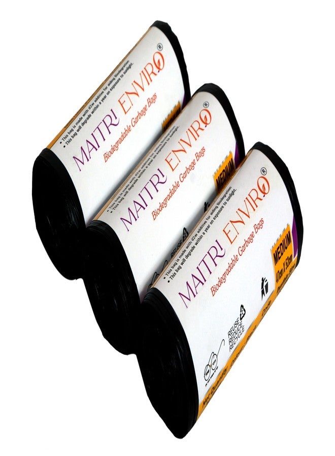 Maitri Enviro Garbage Bags/Dustbin Bag/Trash Bag - Roll Size 19 X 21 Inches (Medium) 30 Bags (Pack of-9) Black Colour - Image 3