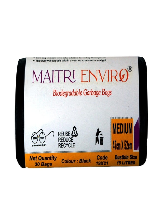 Maitri Enviro Garbage Bags/Dustbin Bag/Trash Bag - Roll Size 19 X 21 Inches (Medium) 30 Bags (Pack of-9) Black Colour - Image 4