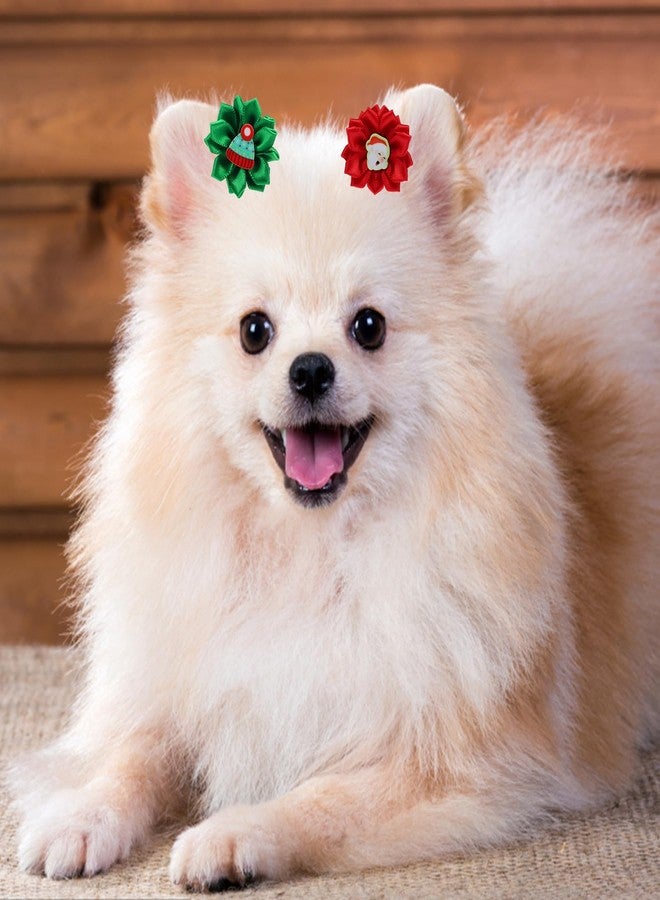POPETPOP 30pcs Christmas Dog Hair Bows with Rubber Bands Festive Flower Accessories for Dogs and Puppies Vibrant Colors Soft Material Versatile Pet Ornaments - Image 2