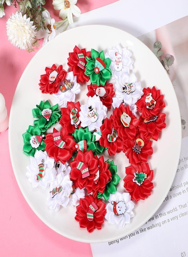 POPETPOP 30pcs Christmas Dog Hair Bows with Rubber Bands Festive Flower Accessories for Dogs and Puppies Vibrant Colors Soft Material Versatile Pet Ornaments - Image 5