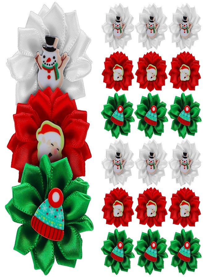 POPETPOP 30pcs Christmas Dog Hair Bows with Rubber Bands Festive Flower Accessories for Dogs and Puppies Vibrant Colors Soft Material Versatile Pet Ornaments - Image 1