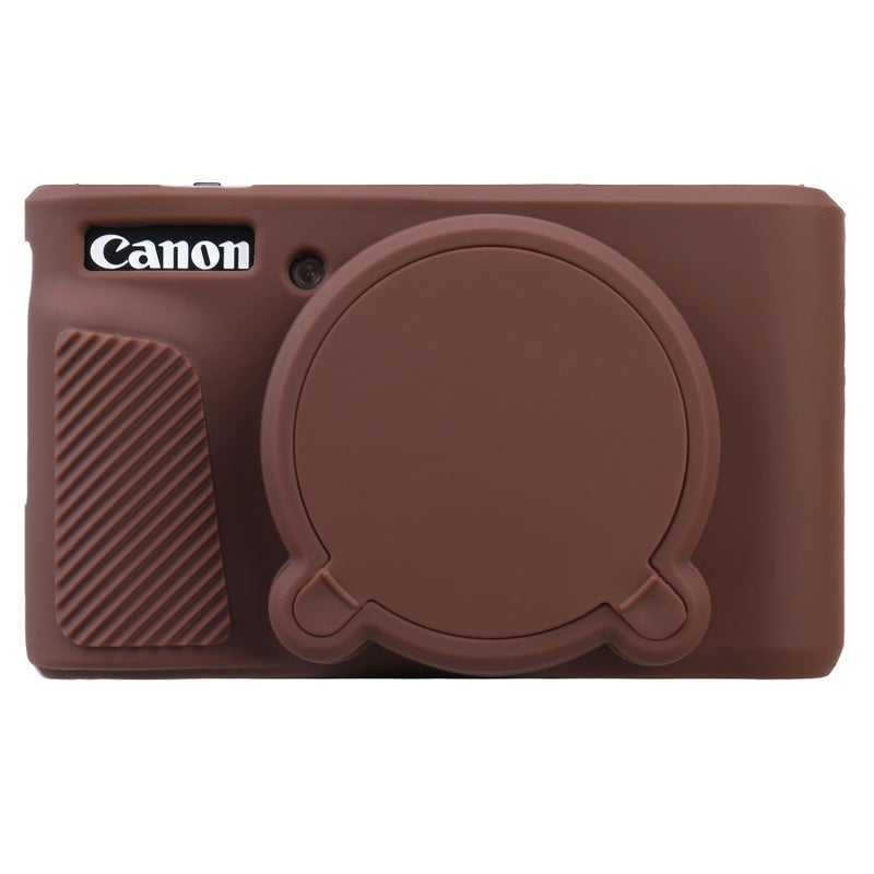 BOVKE Silicone Camera Case for Canon PowerShot SX740/ SX730 Digital Camera, SX740 Camera Case Soft Cover Rubber Camera Sleeve with Removable Lens Cover, Brown - Image 1