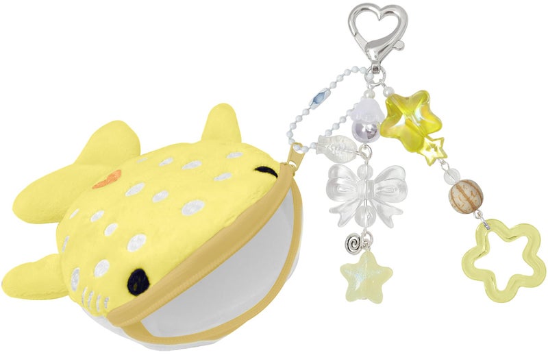 Nalefow Cute Keychain Whale Shark Coin Purse Keychain Cute Plush Zipper Change Pouch, Kawaii Handmade Wallet for Women (Yellow) - Image 1