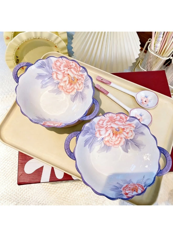 British Chef 12 Pieces Dinnerware Sets, Plates and Bowls Set, Porcelain Dishes Set for 4,  Scratch Resistant, Dining Ware Service for 4,  | Dishwasher and Microwave Safe | Floral Garden Design - Image 4