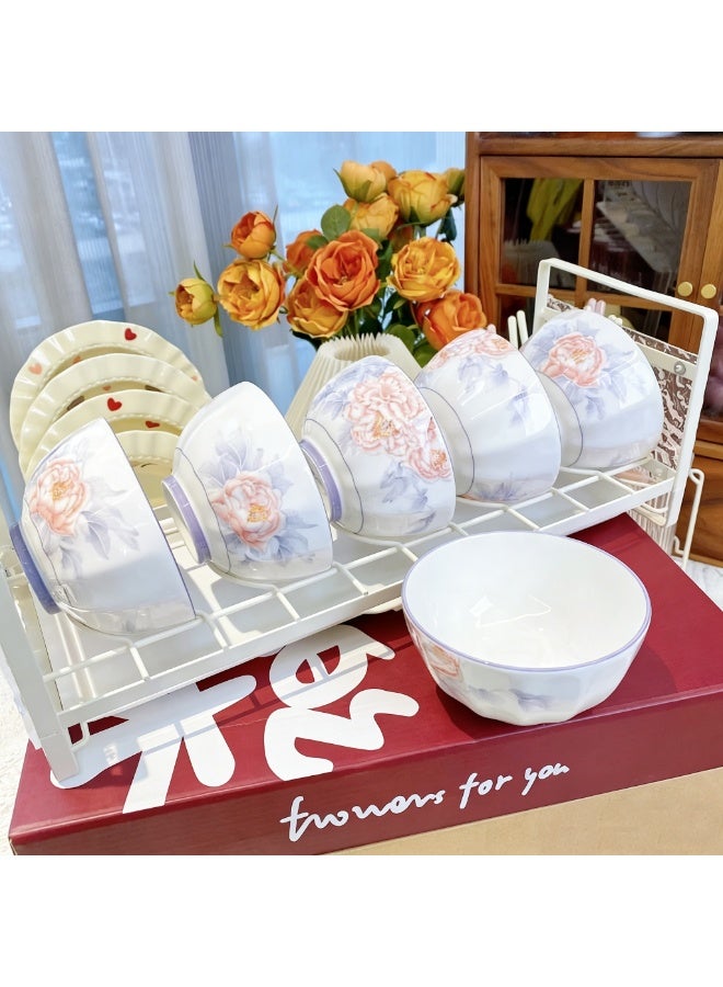 British Chef 12 Pieces Dinnerware Sets, Plates and Bowls Set, Porcelain Dishes Set for 4,  Scratch Resistant, Dining Ware Service for 4,  | Dishwasher and Microwave Safe | Floral Garden Design - Image 5