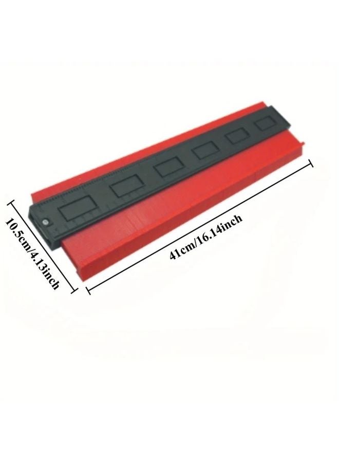 Adjustable Profile Gauge 41cm 16 14inch Black Red ABS Plastic Ruler For DIY Woodworking - Image 1