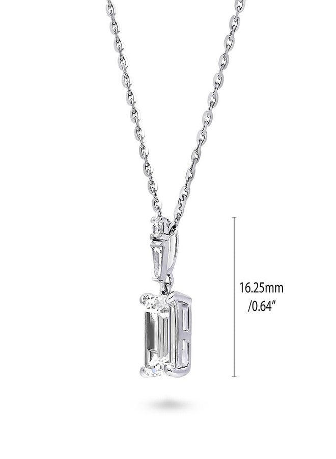 BERRICLE Sterling Silver Solitaire Wedding Pendant Necklace for Women, 1.7 Carat Step Emerald Cut Cubic Zirconia CZ 18 inch - Image 2