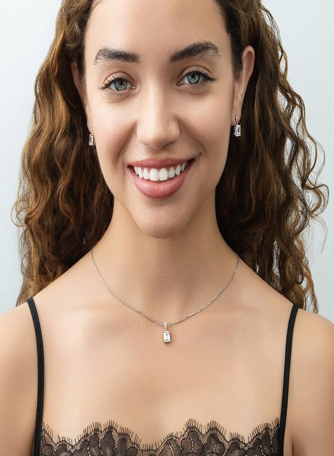 BERRICLE Sterling Silver Solitaire Wedding Pendant Necklace for Women, 1.7 Carat Step Emerald Cut Cubic Zirconia CZ 18 inch - Image 3