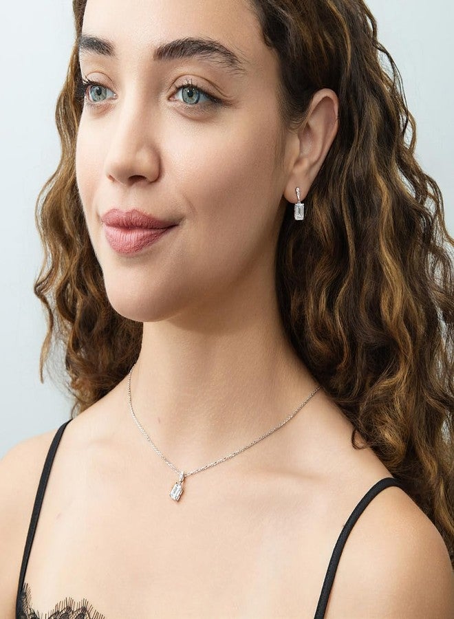 BERRICLE Sterling Silver Solitaire Wedding Pendant Necklace for Women, 1.7 Carat Step Emerald Cut Cubic Zirconia CZ 18 inch - Image 4