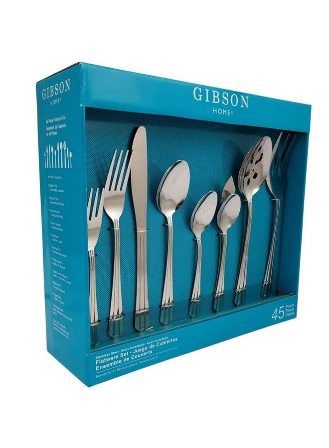 GIBSON 45-Piece Classic Canberra Stainless Steel Flatware Set Silver 27.94 x 10.16 x 31.75 cm 79679.45 - Image 1
