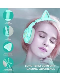 onikuma Onikuma K9 Wired Gaming Headset with Removable Cat Ears Noise Canceling Retractable Microphone Green  - Image 5
