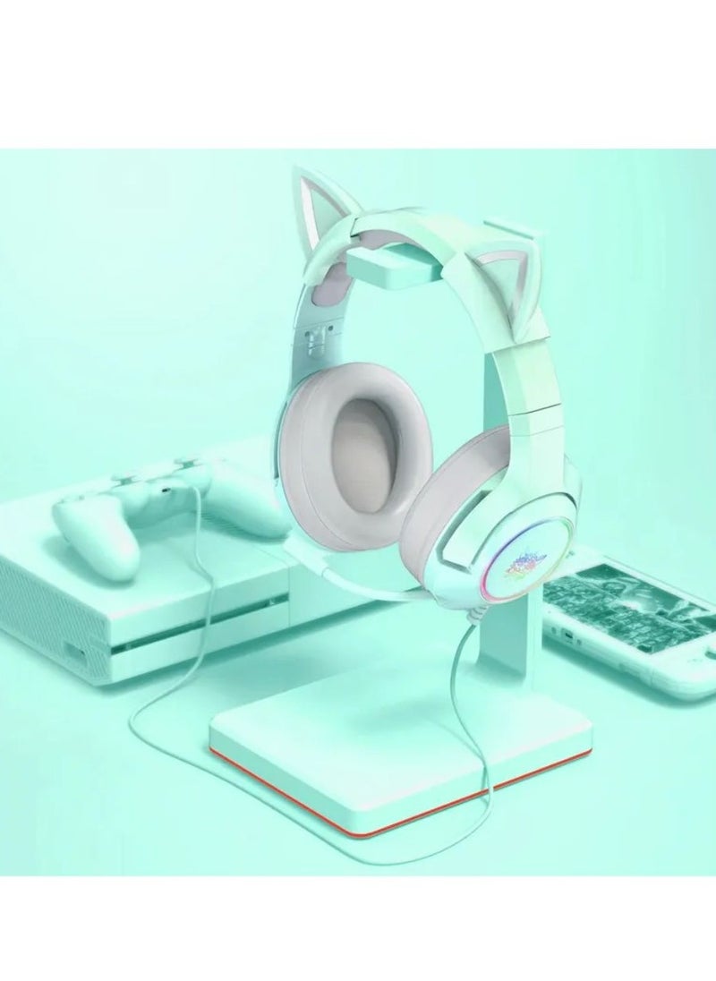 onikuma - Onikuma K9 Wired Gaming Headset with Removable Cat Ears Noise Canceling Retractable Microphone Green - Image 1