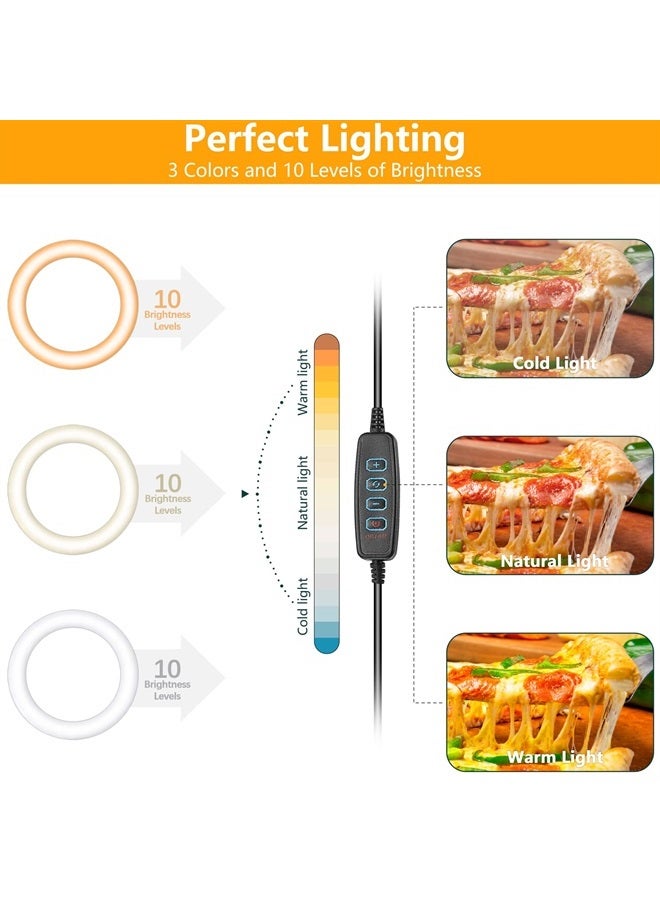 LUXSURE Selfie Ring Light with Stand and Phone Holder,Overhead Phone Mount with 10.5" Ring Lights,Desk Circle Lingt with Tripod Adjustable Shooting Arm for Video Recording,YouTube,TikTok,Live Streaming - Image 2