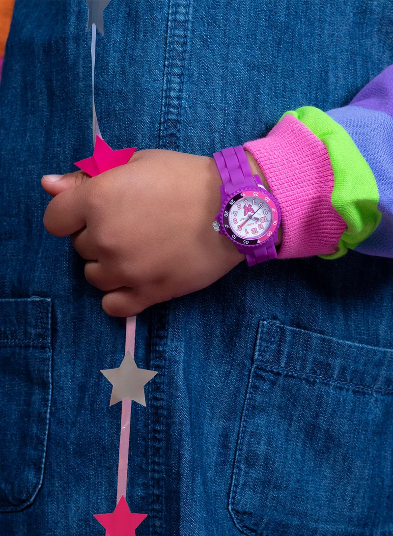 Tikkers Tikkers Girls Purple Silicone Strap Butterfly Time Teacher Watch - TK0041