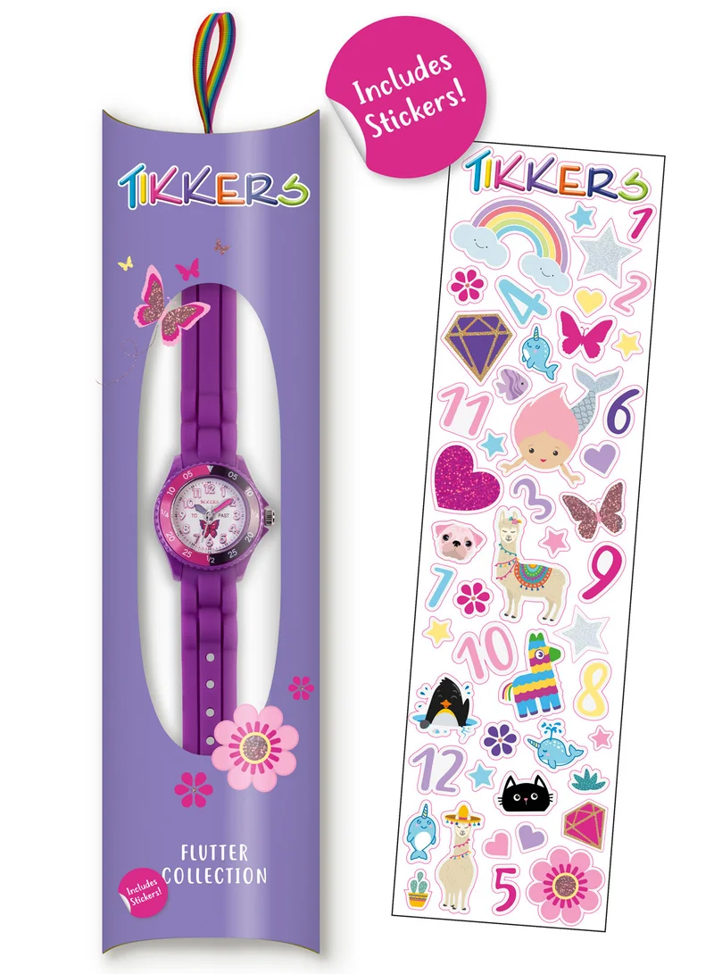 Tikkers Tikkers Girls Purple Silicone Strap Butterfly Time Teacher Watch - TK0041