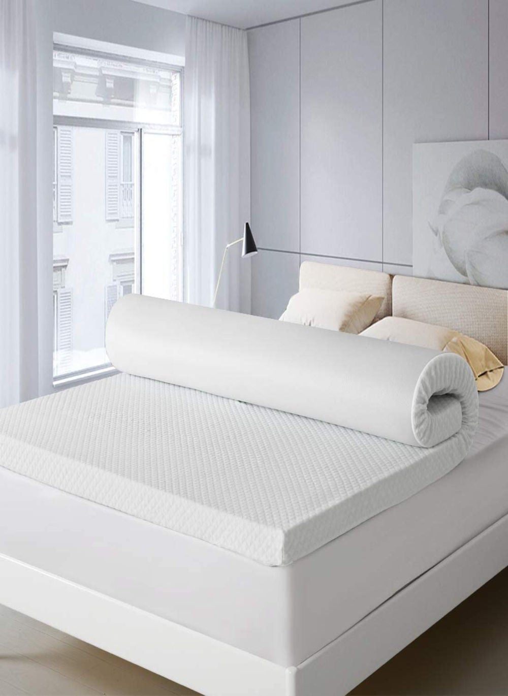 VITAL Memory Foam (Visco) Mattress Topper Height of 5 cm With Removable Knitted Fabric Cover (Super King - 200 x 200) 