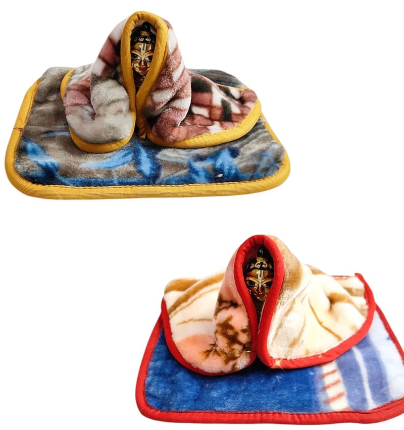 PARTISH Big Size Laddu Gopal Blanket for Winters | Super Soft Rajai/Kambal for Kanha Ji | Thakur Ji | Ladoo Gopal (Random Colors) (12 X 15 Inches, Pack of 4) - Image 1
