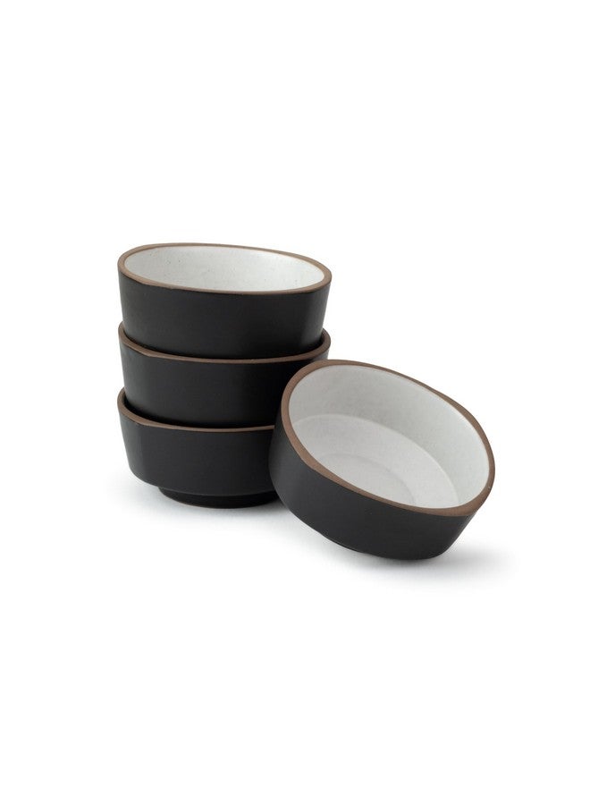 Shay Ceramic Bowl Set for Snacks, 300ml, 4 Pieces, Black | Snack Bowl | Matte Finish | Premium Stoneware | Microwave Safe (Japandi Snack Bowl Set of 4 - Black) - Image 1
