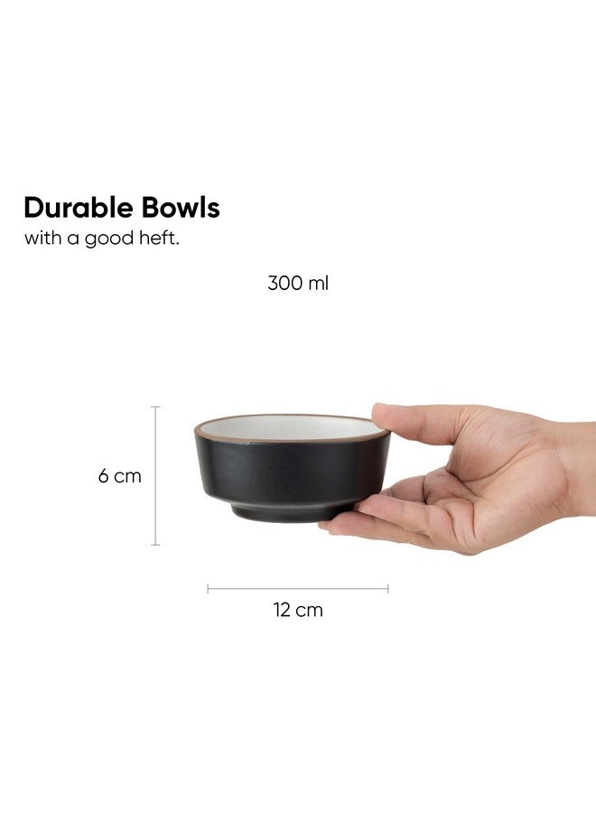 Shay Ceramic Bowl Set for Snacks, 300ml, 4 Pieces, Black | Snack Bowl | Matte Finish | Premium Stoneware | Microwave Safe (Japandi Snack Bowl Set of 4 - Black) - Image 4