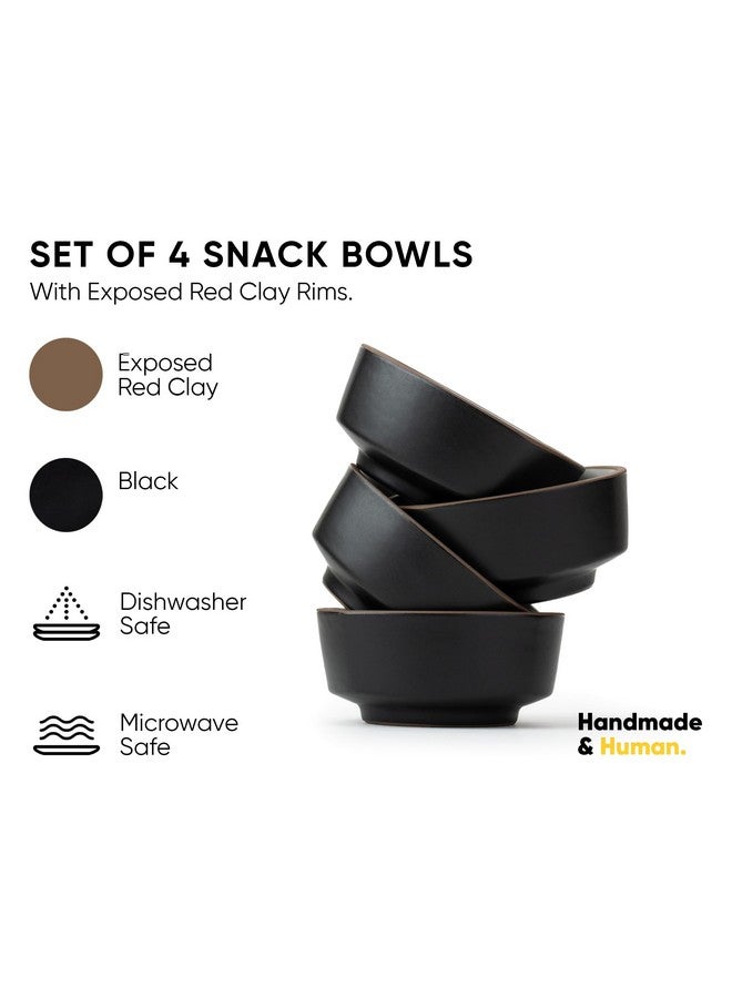 Shay Ceramic Bowl Set for Snacks, 300ml, 4 Pieces, Black | Snack Bowl | Matte Finish | Premium Stoneware | Microwave Safe (Japandi Snack Bowl Set of 4 - Black) - Image 2