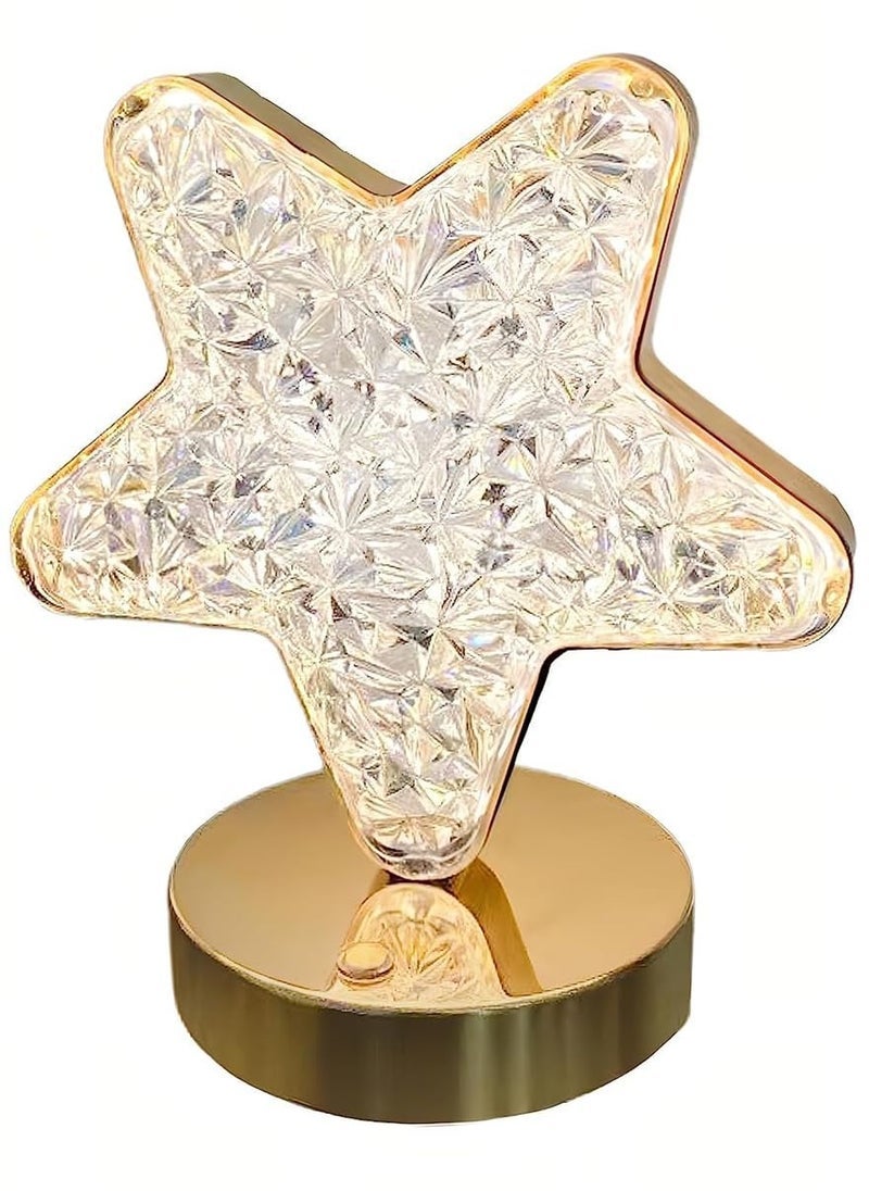 ELTRAZONE Crystal Table Lamp – Star Shape Touch Control LED Night Light with 3 Color Modes (Warm, White, Natural) – USB Rechargeable Romantic Table Lamp for Bedroom, Living Room, Gifts & Home Décor – Portable Dimmable Touch Lamp for Cozy Ambience - Image 1