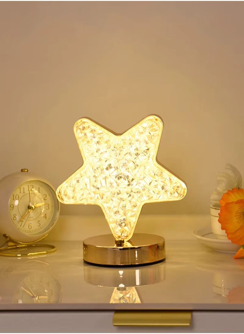 ELTRAZONE Crystal Table Lamp – Star Shape Touch Control LED Night Light with 3 Color Modes (Warm, White, Natural) – USB Rechargeable Romantic Table Lamp for Bedroom, Living Room, Gifts & Home Décor – Portable Dimmable Touch Lamp for Cozy Ambience - Image 2