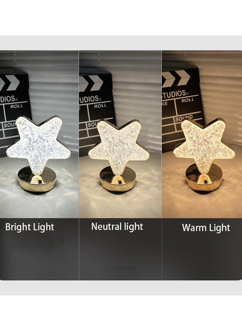 ELTRAZONE Crystal Table Lamp – Star Shape Touch Control LED Night Light with 3 Color Modes (Warm, White, Natural) – USB Rechargeable Romantic Table Lamp for Bedroom, Living Room, Gifts & Home Décor – Portable Dimmable Touch Lamp for Cozy Ambience - Image 5