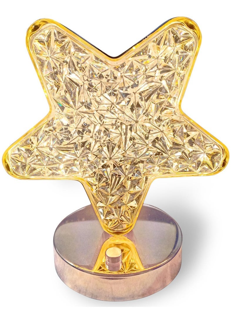 ELTRAZONE Crystal Table Lamp – Star Shape Touch Control LED Night Light with 3 Color Modes (Warm, White, Natural) – USB Rechargeable Romantic Table Lamp for Bedroom, Living Room, Gifts & Home Décor – Portable Dimmable Touch Lamp for Cozy Ambience - Image 3