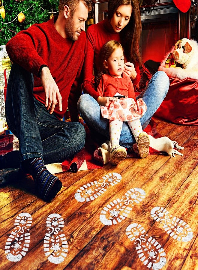 Eaasty 4 Pcs Christmas Santa Footprint Stencil for Painting Reusable Christmas Santa Boot Snowflake Footprint Stencil Template for Wood Sign Window Wall Floor DIY Xmas Decorations - Image 5