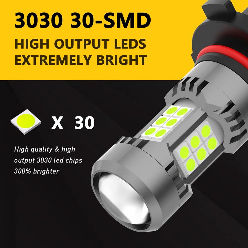 PHINLION 9006 LED Fog Light Bulbs Ice Blue, 3200 Lumens Super Bright 3030 30-SMD 9006 HB4 Fog Lights, Non-Polarity, Pack of 2 - Image 2