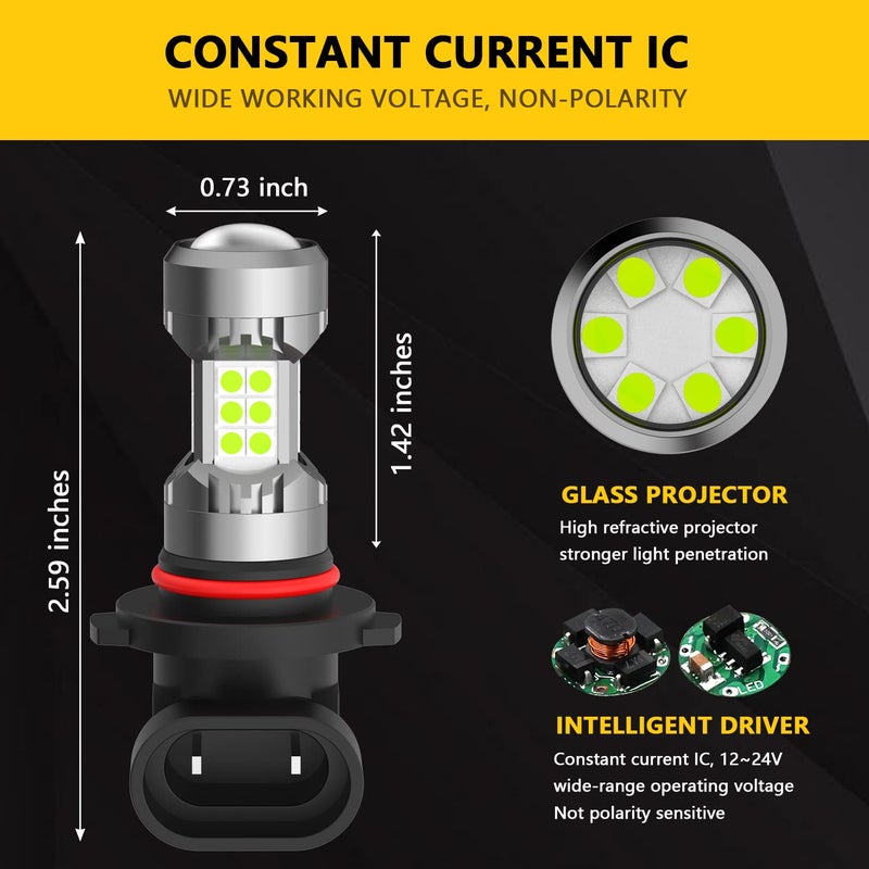 PHINLION 9006 LED Fog Light Bulbs Ice Blue, 3200 Lumens Super Bright 3030 30-SMD 9006 HB4 Fog Lights, Non-Polarity, Pack of 2 - Image 4