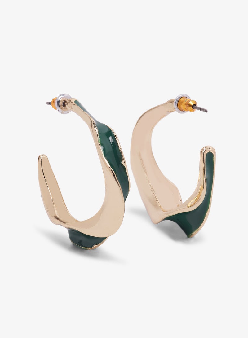 Ginger Resin Detail Hoop Earrings - Image 2