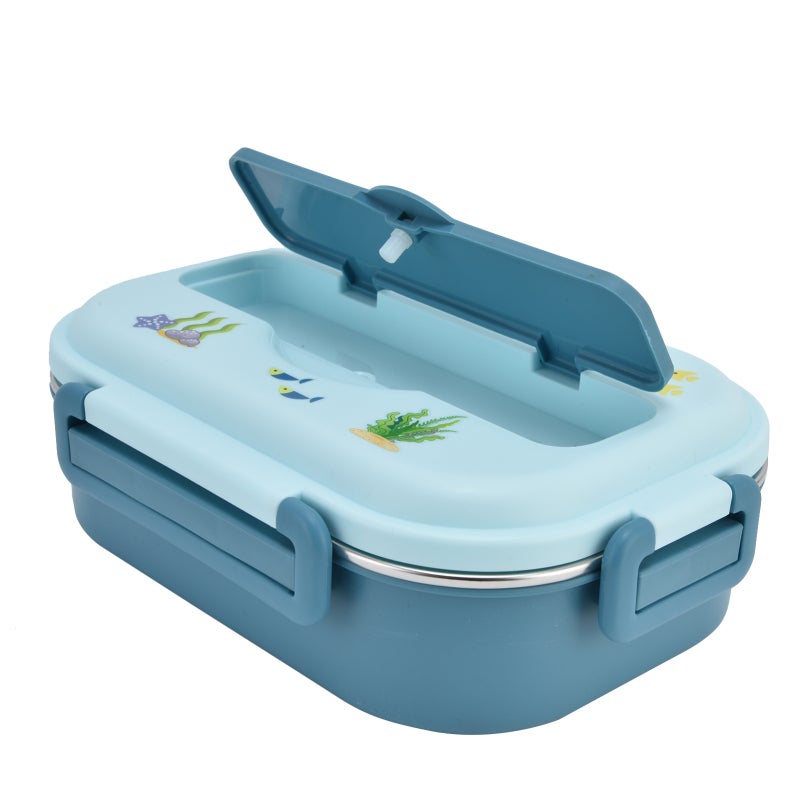 Stainless Steel Lunch Box - Blue Leakproof Insulated Container With Independent Compartments, Dishwasher Safe Portable Food Container for Kids and Adults - Image 1
