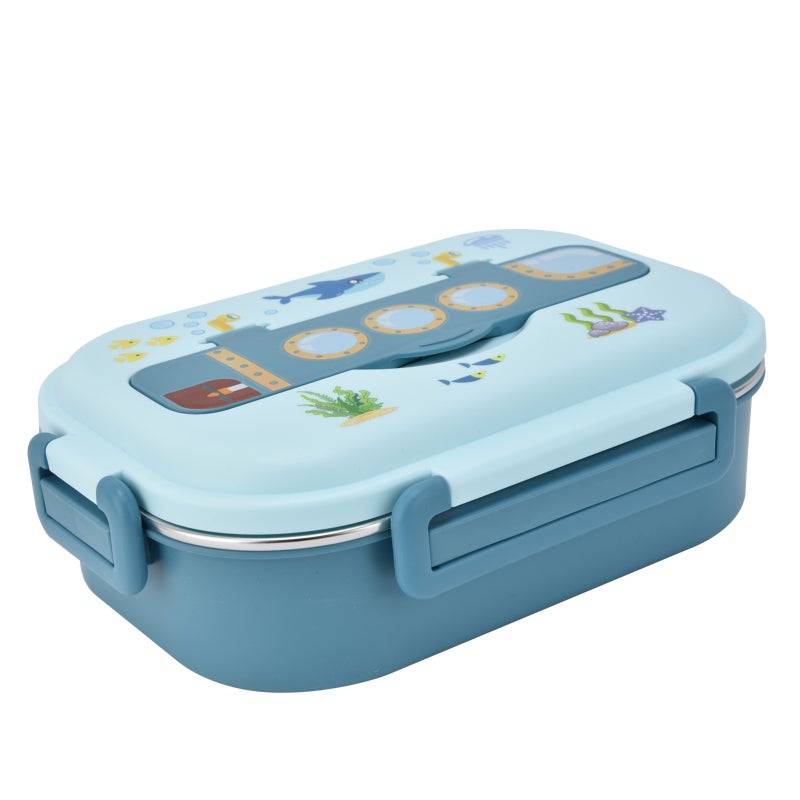 Stainless Steel Lunch Box - Blue Leakproof Insulated Container With Independent Compartments, Dishwasher Safe Portable Food Container for Kids and Adults - Image 4