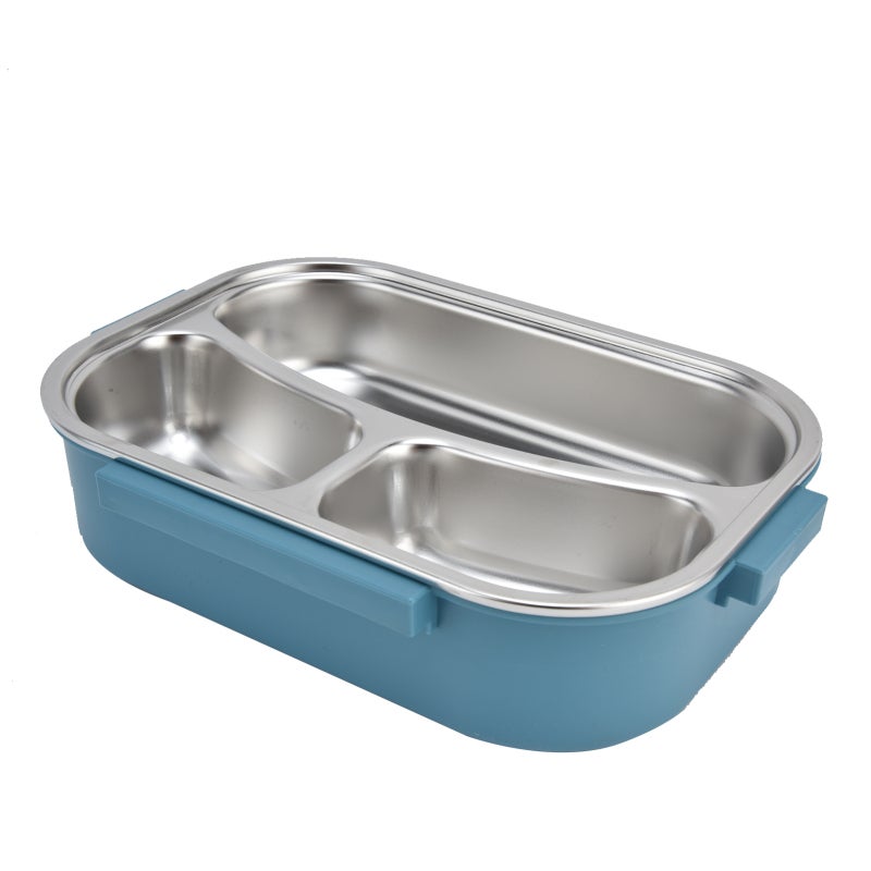 Stainless Steel Lunch Box - Blue Leakproof Insulated Container With Independent Compartments, Dishwasher Safe Portable Food Container for Kids and Adults - Image 2