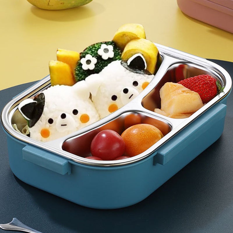 Stainless Steel Lunch Box - Blue Leakproof Insulated Container With Independent Compartments, Dishwasher Safe Portable Food Container for Kids and Adults - Image 3