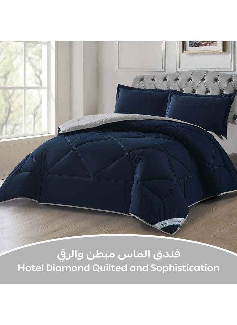 Donetella Bedding Comforter Set, King Size Fits 260x240 cm - 3-Pcs Solid Quilted Bed Set, Microfiber Fabric - 1 Comforter And 2 Pillow Shams  - Image 2