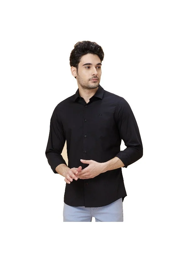 بيينغ هيومان Mens Black Collared Long Sleeve Shirt