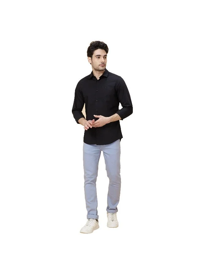 بيينغ هيومان Mens Black Collared Long Sleeve Shirt