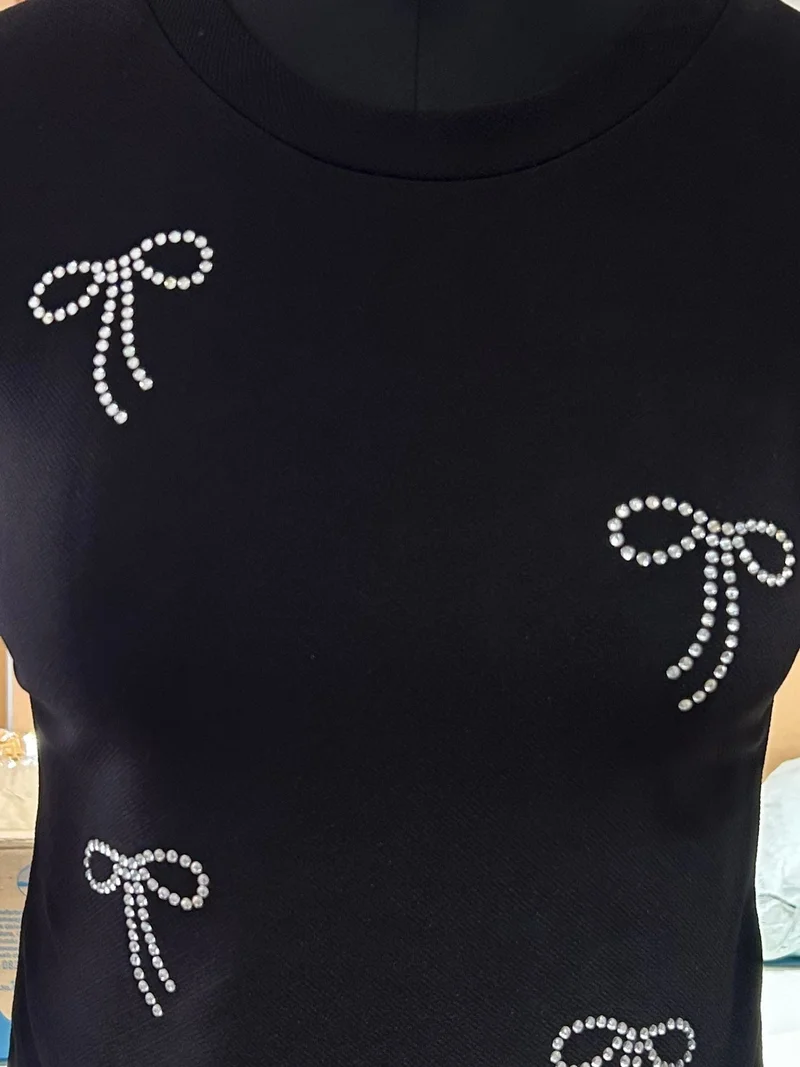 Outzidr  Black Embellished All Over Bows T-Shirt  | Best Price UAE