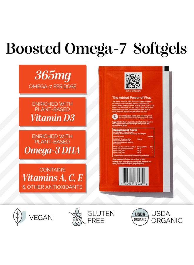 sibu Omega-7 Plus Softgels (30 Day Refill Sachet) - Blend of Sea Buckthorn Oil and Plant-Based Vitamin D3 & Omega-3 DHA - Image 2