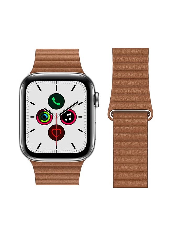 PROMASS Stylish Leather Band For Apple Watch Series 5/4/3/2/1 Brown  - Image 2