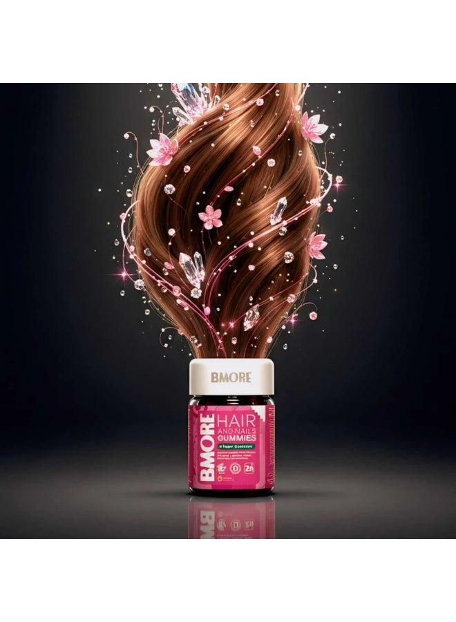 BMORE Hair & Nails Sugar-Free Peach Flavor - 60 Gummies -Two packages - Image 3