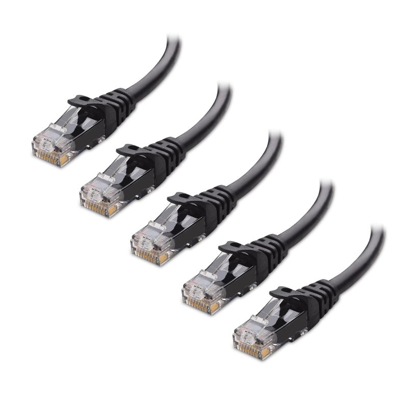 Cable Matters 10Gbps 5-Pack Snagless Short Cat 6 Ethernet Cable - 2ft, Cat 6 Cable, Cat6 Cord, Ethernet Cord, Black - Image 1