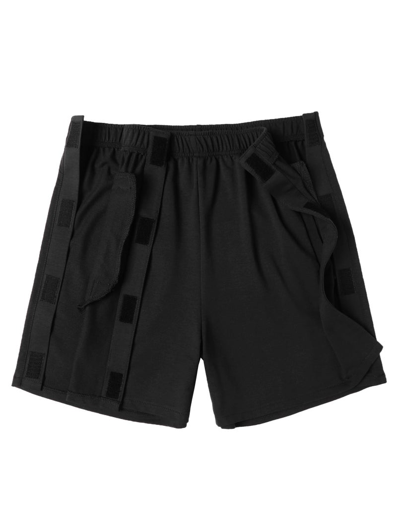 Deyeek Snap Tear Away Shorts for Men Post Knee Surgery Recovery After Hip Replacement Shorts Zipper Catheter Surgical Pants Black - Image 3