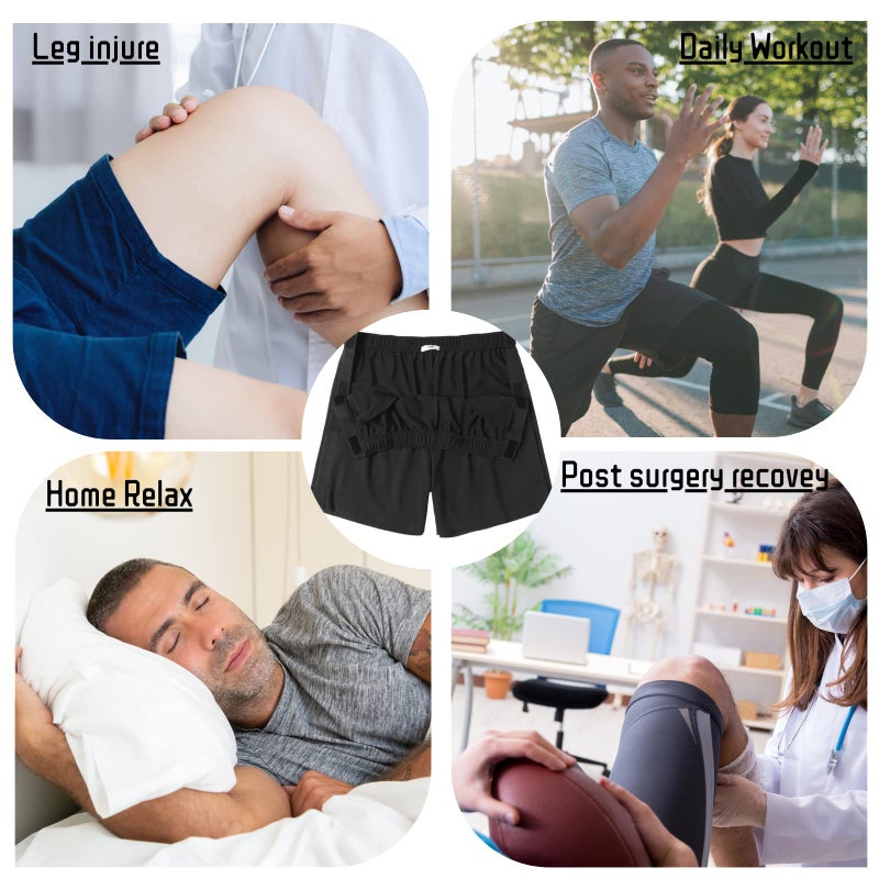 Deyeek Snap Tear Away Shorts for Men Post Knee Surgery Recovery After Hip Replacement Shorts Zipper Catheter Surgical Pants Black - Image 4
